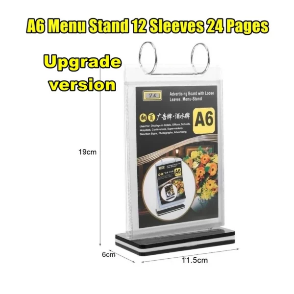 my-11134207-820l5-mfcqldulst8v78.webp A6 Acrylic Flip Menu Stand L11.5cm W6cm H19cm