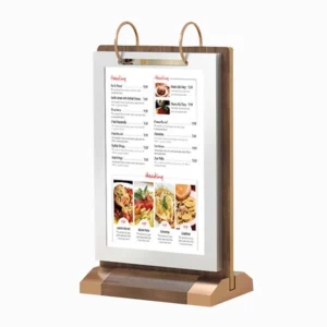 Walnut Flip Menu Card Display Stand