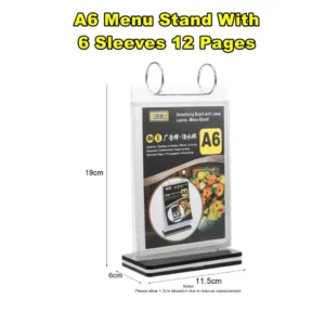 A6 Acrylic Flip Menu Stand L11.5cm W6cm H19cm