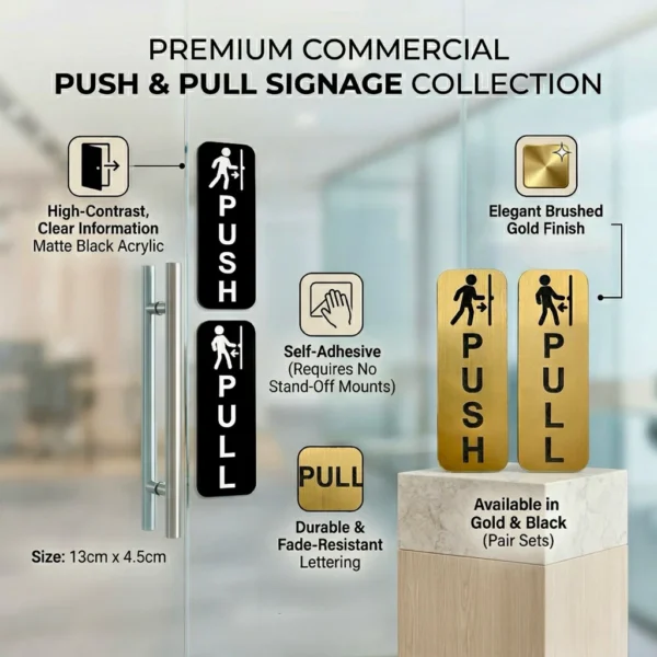 Random Acrylic Push Pull Door Sign L13cm W4.5cm