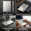 iDECO Stainless Steel Card Holder L9.4cm W5.8cm H0.8cm