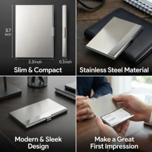 iDECO Stainless Steel Card Holder L9.4cm W5.8cm H0.8cm